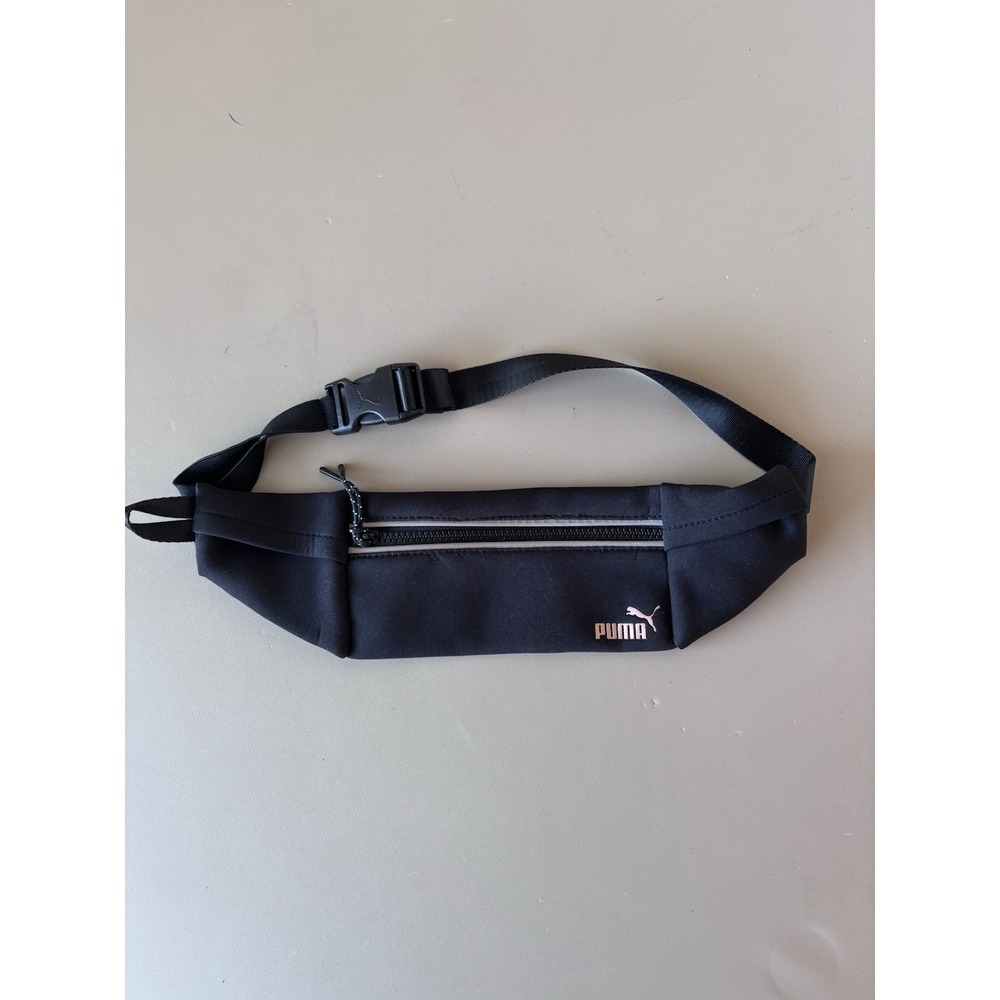PUMA Black Belt Bag Fanny Pack Small Adjustable Strap Zip Closure Running Bike